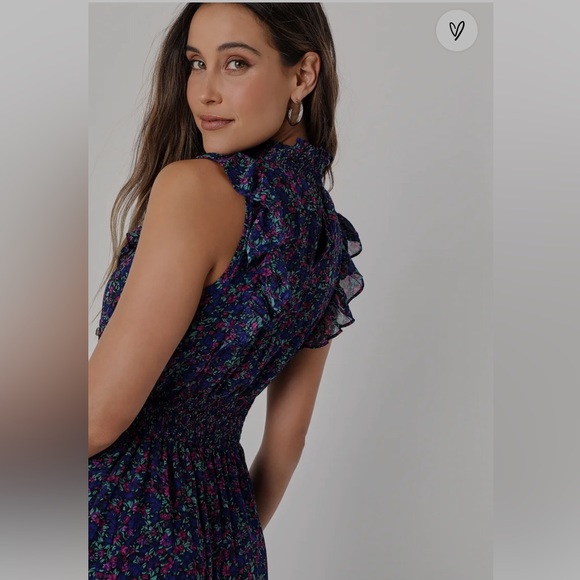 Lulus Evaline floral print mock neck midi dress. Size M. Worn once - Picture 5 of 7